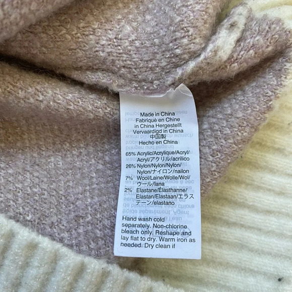 J. Crew Tan & White Wool Blend Fair Isle Knit Pullover Sweater Large Women’s - Picture 9 of 11